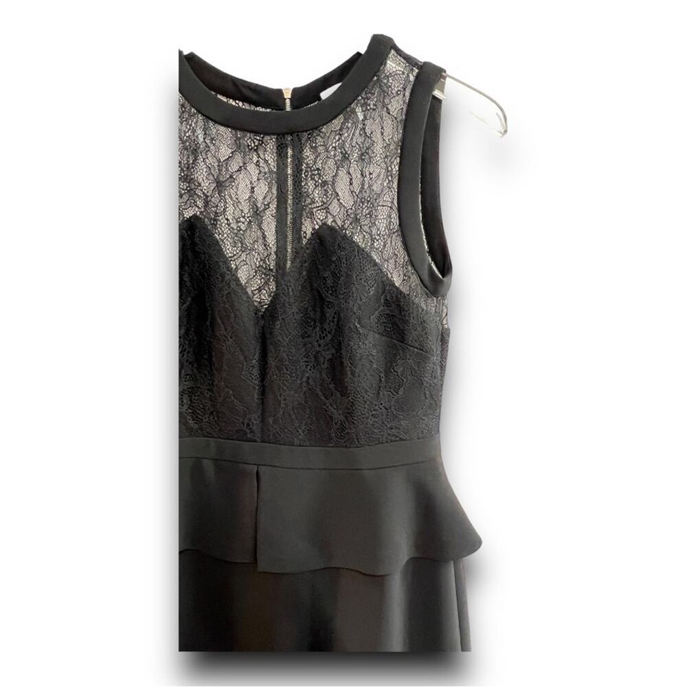 SANDRO Sleeveless Black Sheer Lace Sweetheart Neckline Peplum Cocktail Dress SZ1 - Picture 10 of 14